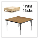 Adjustable Activity Tables, Square, 48" x 48" x 19" to 29", Medium Oak Top, Black Legs, 4/Pallet