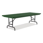 Adjustable Folding Tables, Rectangular, 60" x 30" x 22" to 32", Green Top, Black Legs, 4/Pallet