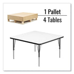 Markerboard Activity Tables, Square, 48" x 48" x 19" to 29", White Top, Black Legs, 4/Pallet