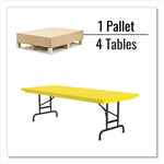 Adjustable Folding Tables, Rectangular, 60" x 30" x 22" to 32", Yellow Top, Black Legs, 4/Pallet