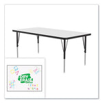 Markerboard Activity Tables, Rectangular, 60" x 30" x 19" to 29", White Top, Black Legs, 4/Pallet