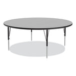 Height Adjustable Activity Table, Round, 60" x 19" to 29", Gray Granite Top, Black Legs, 4/Pallet