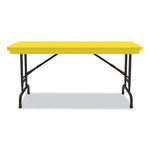 Adjustable Folding Table, Rectangular, 48" x 24" x 22" to 32", Yellow Top, Black Legs, 4/Pallet