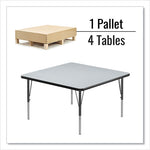 Adjustable Activity Tables, Square, 48" x 48" x 19" to 29", Gray Top, Black Legs, 4/Pallet