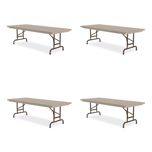 Adjustable Folding Tables, Rectangular, 96" x 30" x 22" to 32", Mocha Top, Brown Legs, 4/Pallet