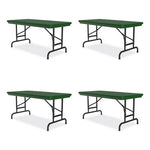 Adjustable Folding Table, Rectangular, 48" x 24" x 22" to 32", Green Top, Black Legs, 4/Pallet