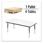 Markerboard Activity Tables, Rectangular, 60" x 30" x 19" to 29", White Top, Black Legs, 4/Pallet