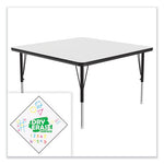 Markerboard Activity Tables, Square, 48" x 48" x 19" to 29", White Top, Black Legs, 4/Pallet