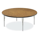 Height Adjustable Activity Tables, Round, 60" x 19" to 29", Medium Oak Top, Gray Legs, 4/Pallet