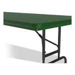 Adjustable Folding Tables, Rectangular, 72" x 30" x 22" to 32", Green Top, Black Base, 4/Pallet