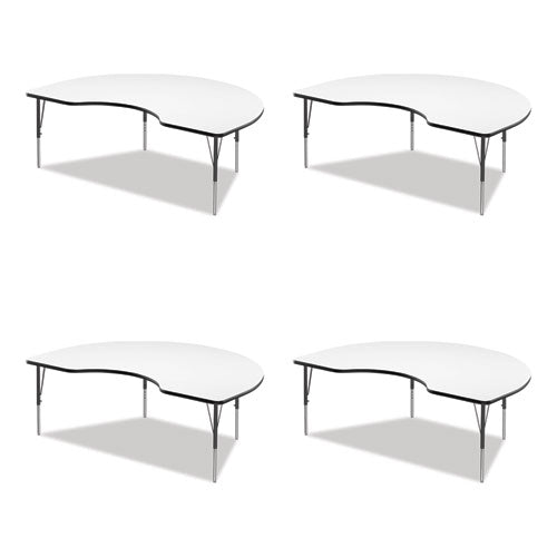 Markerboard Activity Table, Kidney Shape, 72" x 48" x 19" to 29", White Top, Black Legs, 4/Pallet