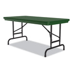 Adjustable Folding Table, Rectangular, 48" x 24" x 22" to 32", Green Top, Black Legs, 4/Pallet