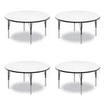 Dry Erase Markerboard Activity Tables, Round, 42" x 19" to 29", White Top, Black Legs, 4/Pallet