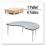 Adjustable Activity Tables, Kidney Shaped, 72" x 48" x 19" to 29", Gray Top, Gray Legs, 4/Pallet