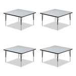 Adjustable Activity Tables, Square, 48" x 48" x 19" to 29", Gray Top, Black Legs, 4/Pallet