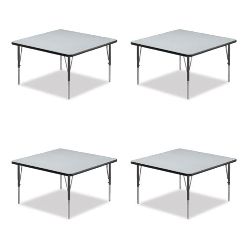 Adjustable Activity Tables, Square, 48" x 48" x 19" to 29", Gray Top, Black Legs, 4/Pallet