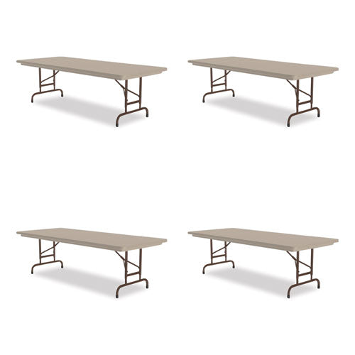 Adjustable Folding Tables, Rectangular, 72" x 30" x 22" to 32", Mocha Top, Brown Legs, 4/Pallet