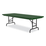 Adjustable Folding Tables, Rectangular, 72" x 30" x 22" to 32", Green Top, Black Base, 4/Pallet