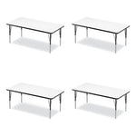 Markerboard Activity Tables, Rectangular, 60" x 30" x 19" to 29", White Top, Black Legs, 4/Pallet