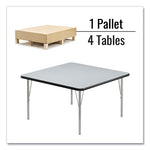 Adjustable Activity Tables, Square, 48" x 48" x 19" to 29", Gray Top, Silver Legs, 4/Pallet