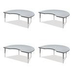 Adjustable Activity Tables, Kidney Shaped, 72" x 48" x 19" to 29", Gray Top, Gray Legs, 4/Pallet