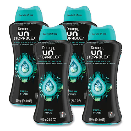 Unstopables In-Wash Scent Booster Beads, Fresh Scent, 24 oz Pour Bottle, 4/Carton