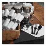 CaterWrap Heavyweight Cutlery Combo, Fork/Spoon/Knife/Napkin, Black, 100/Carton