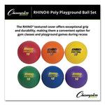 Rhino Playground Ball Set, 10" Diameter, Rubber, Assorted Colors, 6/Set