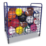 Lockable Ball Storage Cart, Fits Approximately 24 Balls, Metal, 37" x 22" x 20", Blue