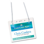 Secure Top Hanging-Style Badge Holders, Horizontal, 4w x 3h, Clear, 100/Box