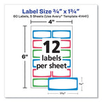 Avery Kids Handwritten Identification Labels, 1.75 x 0.75, Border Colors: Blue, Green, Red, 12 Labels/Sheet, 5 Sheets/Pack