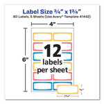 Avery Kids Handwritten Identification Labels, 1.75 x 0.75, Borders: Blue, Orange, Yellow, 12 Labels/Sheet, 5 Sheets/Pack