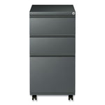 File Pedestal with Full-Length Pull, Left or Right, 3-Drawers: Box/Box/File, Legal/Letter, Charcoal, 14.96" x 19.29" x 27.75"