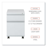 File Pedestal with Full-Length Pull, Left or Right, 2-Drawers: Box/File, Legal/Letter, Light Gray, 14.96" x 19.29" x 21.65"