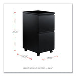 File Pedestal with Full-Length Pull, Left or Right, 2 Legal/Letter-Size File Drawers, Black, 14.96" x 19.29" x 27.75"