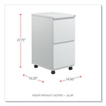 File Pedestal with Full-Length Pull, Left or Right, 2 Legal/Letter-Size File Drawers, Light Gray, 14.96" x 19.29" x 27.75"