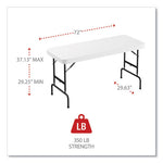Adjustable Height Plastic Folding Table, Rectangular, 72w x 29.63d x 29.25 to 37.13h, White