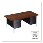 Double Pedestal Steel Desk, 72" x 36" x 29.5", Mocha/Black