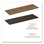 Reversible Laminate Table Top, Rectangular, 71.5w x 23.63d, Espresso/Walnut