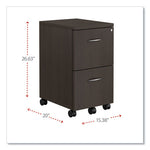 Alera Valencia Series Mobile Pedestal, Left or Right, 2 Legal/Letter-Size File Drawers, Espresso, 15.38" x 20" x 26.63"