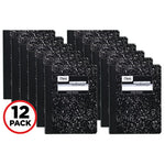 Square Deal Composition Book, 3-Subject, Wide/Legal Rule, Black Cover, (100) 9.75 x 7.5 Sheets, 12/Pack