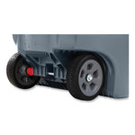 Vented Wheeled BRUTE Container, 32 gal, Plastic, Gray