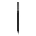 Roller Ball Pen, Stick, Fine 0.7 mm, Blue Ink, Black/Blue Barrel, Dozen