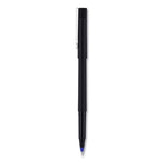 Roller Ball Pen, Stick, Fine 0.7 mm, Blue Ink, Black/Blue Barrel, Dozen