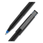 Roller Ball Pen, Stick, Fine 0.7 mm, Blue Ink, Black/Blue Barrel, Dozen