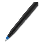 Roller Ball Pen, Stick, Fine 0.7 mm, Blue Ink, Black/Blue Barrel, Dozen