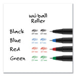 Roller Ball Pen, Stick, Fine 0.7 mm, Blue Ink, Black/Blue Barrel, Dozen