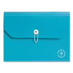 U-Eco 13-Pocket Expandable File, 9.75" Expansion, 13 Sections; Button/Elastic Closure, 1/12-Cut Tabs, Letter Size, Ocean