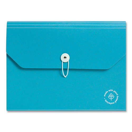 U-Eco 13-Pocket Expandable File, 9.75" Expansion, 13 Sections; Button/Elastic Closure, 1/12-Cut Tabs, Letter Size, Ocean