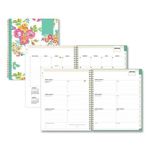 Day Designer Peyton Create-Your-Own Cover Weekly/Monthly Planner, Floral Artwork, 11 x 8.5, White, 12-Month (Jan-Dec): 2024